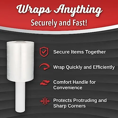 2 Pack Industrial Strength Mini Hand Stretch Wrap 5" 1000 Ft Roll 80 Gauge Thick, Shrink Wrap Roll for Moving Supplies, Furniture, Pallets, Plastic Wrap for Packing, Heavy Duty Stretch Film