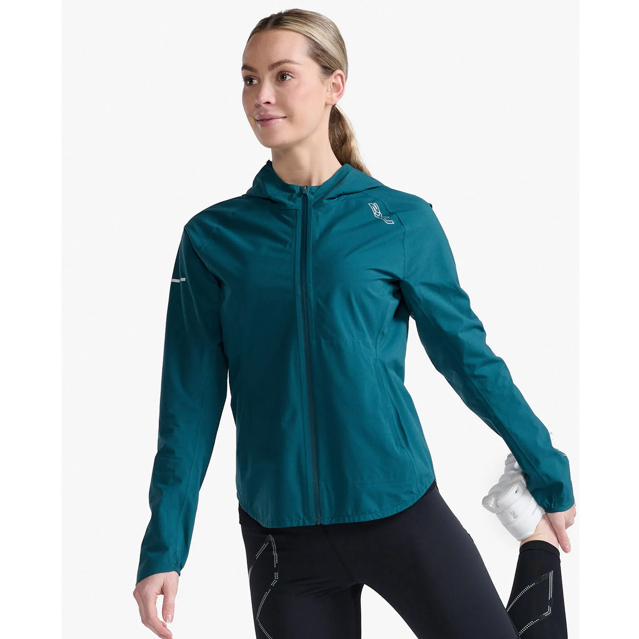 2XU Light Speed Waterproof Jacket Women's Deep Jade Silver Reflective