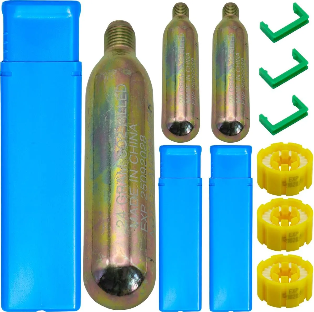 3-Pack 24/33 Grams 1/2 Thread CO Inflator Cartridges Emergency Auto-Inflate for Life Jackets, PFDs & Safety Devices | Water Sports, Boating, Fishing & Kayaking Essential