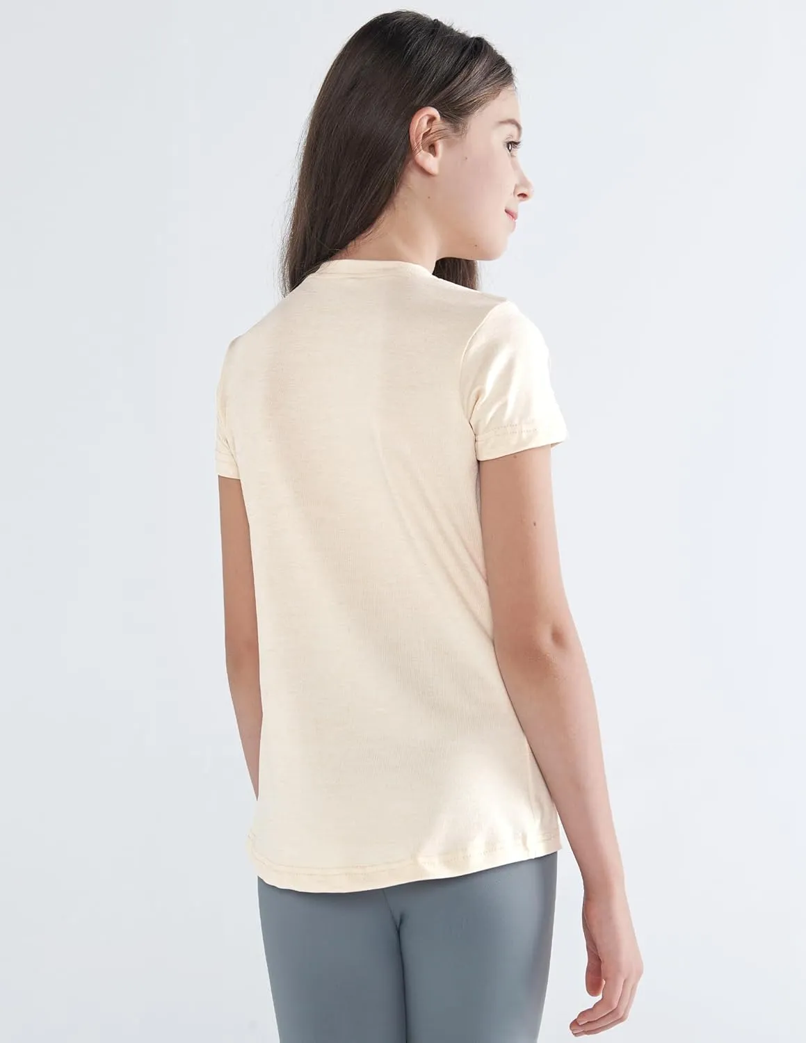4 Pack: Youth Girls Athletic Shirts, Short Sleeve Dry Fit Apparel Tech Tshirts, Sports Activewear for Kids Teens