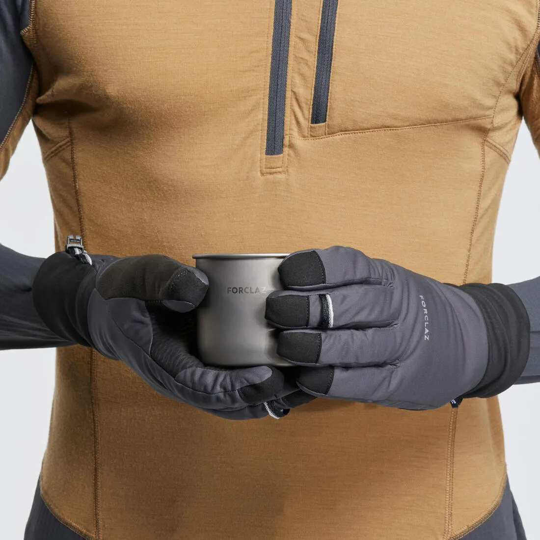 Adult mountain trekking windproof touchscreen gloves - MT900 grey