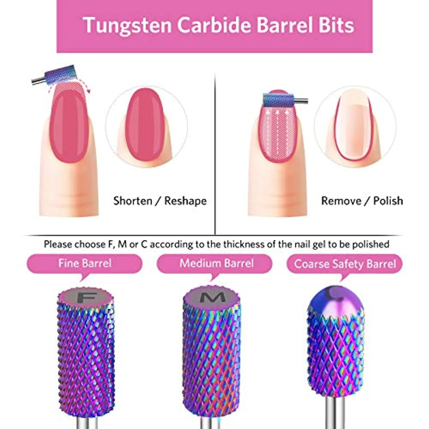 AIRSEE Portable Electric Nail Drill Professional Efile Nail Drill Kit for Acrylic   Tungsten Carbide Electric Nail Drill Bits Set for Acrylic Nails 3/32”