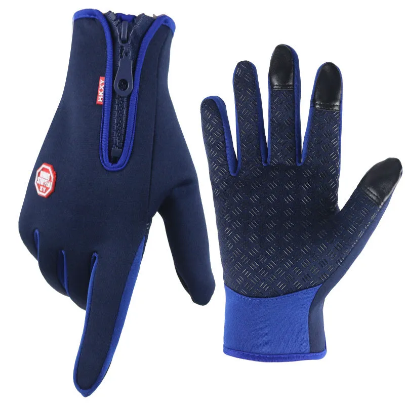 Anti-slip Thermal Touch Screen Zipper Gloves Mittens Winter Windproof Waterproof