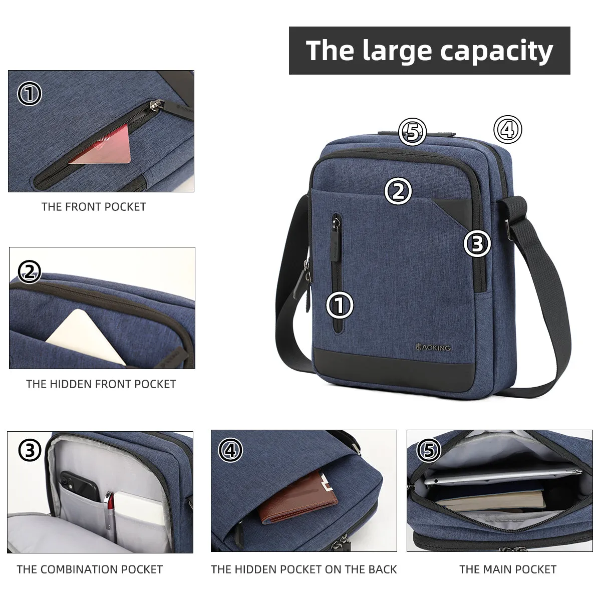Aoking Sk1065 Casual Messenger Waterproof 3 In 1 Bag