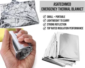 ASA TECHMED Emergency Mylar Thermal Blankets Bulk, Space Blanket Survival kit Camping Blanket, First Aid Kit for Outdoors, Survival, Hiking, Natural Disasters, First Aid, Marathons. 3 Pcs