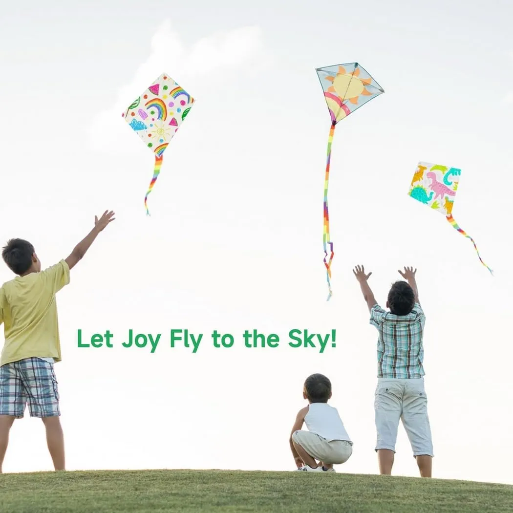 B bangcool DIY Kids Kite Kites Making Painting White Paper Blank Kites with Swivel Line for Boys & Girls Outdoor Park Beach Grassland Activities30PCS