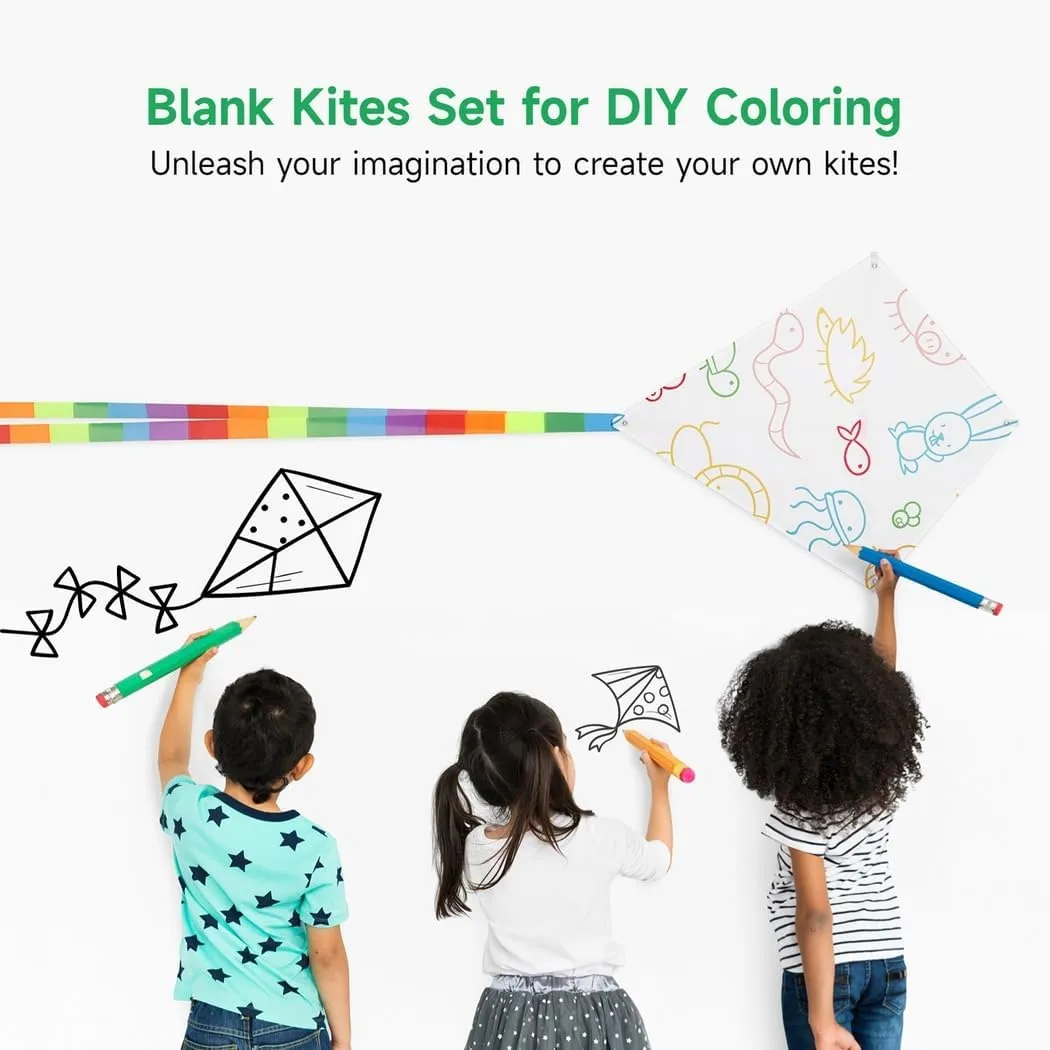 B bangcool DIY Kids Kite Kites Making Painting White Paper Blank Kites with Swivel Line for Boys & Girls Outdoor Park Beach Grassland Activities30PCS