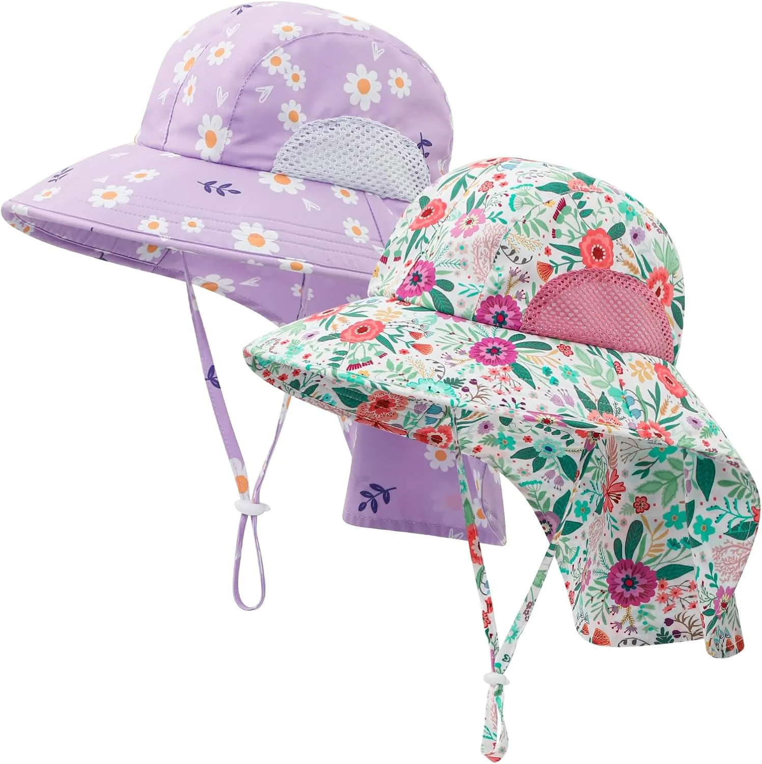 Baby Sun Hat UPF 50  Mesh Liner Toddler Bucket Hats with Wide Brim Neck Flap for Outdoor Beach Swim