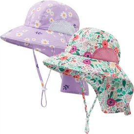 Baby Sun Hat UPF 50  Mesh Liner Toddler Bucket Hats with Wide Brim Neck Flap for Outdoor Beach Swim