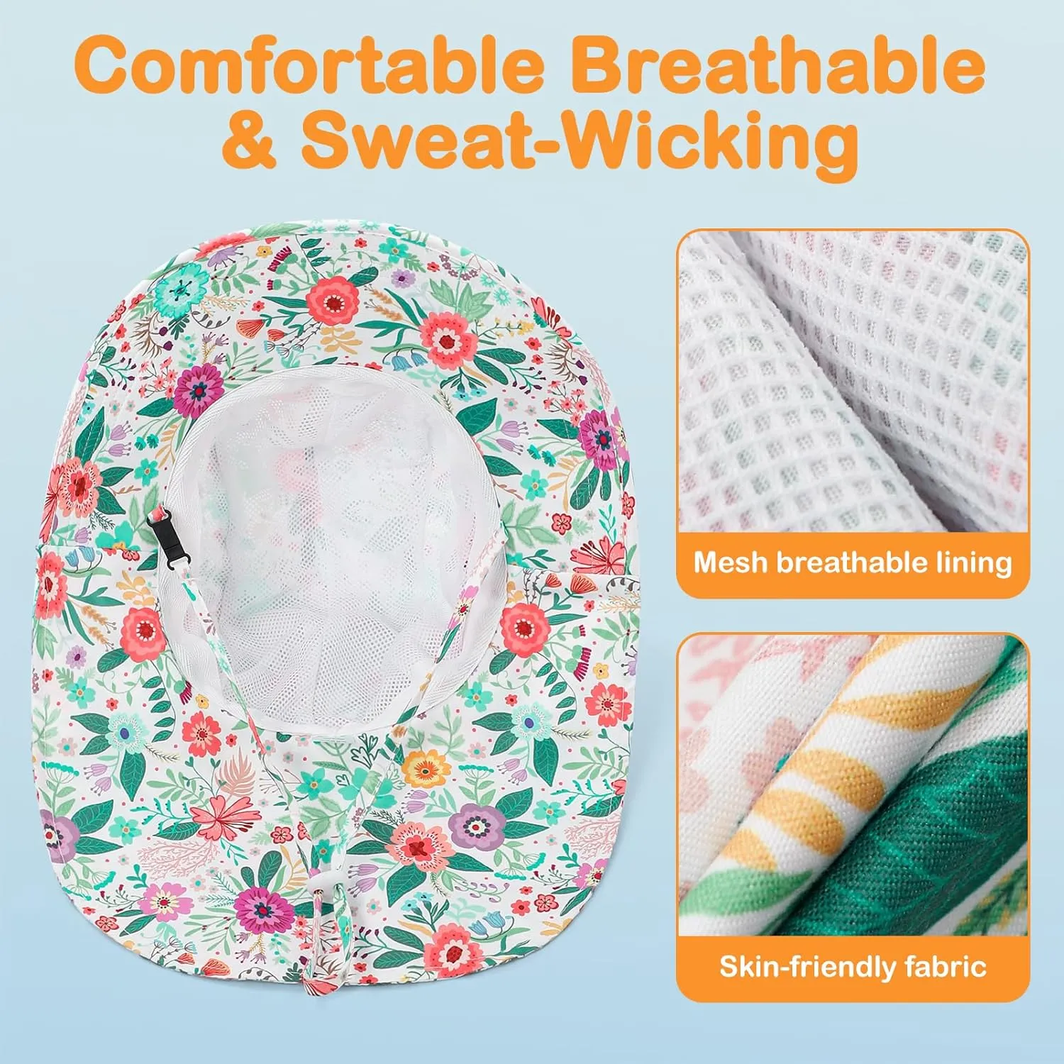 Baby Sun Hat UPF 50  Mesh Liner Toddler Bucket Hats with Wide Brim Neck Flap for Outdoor Beach Swim