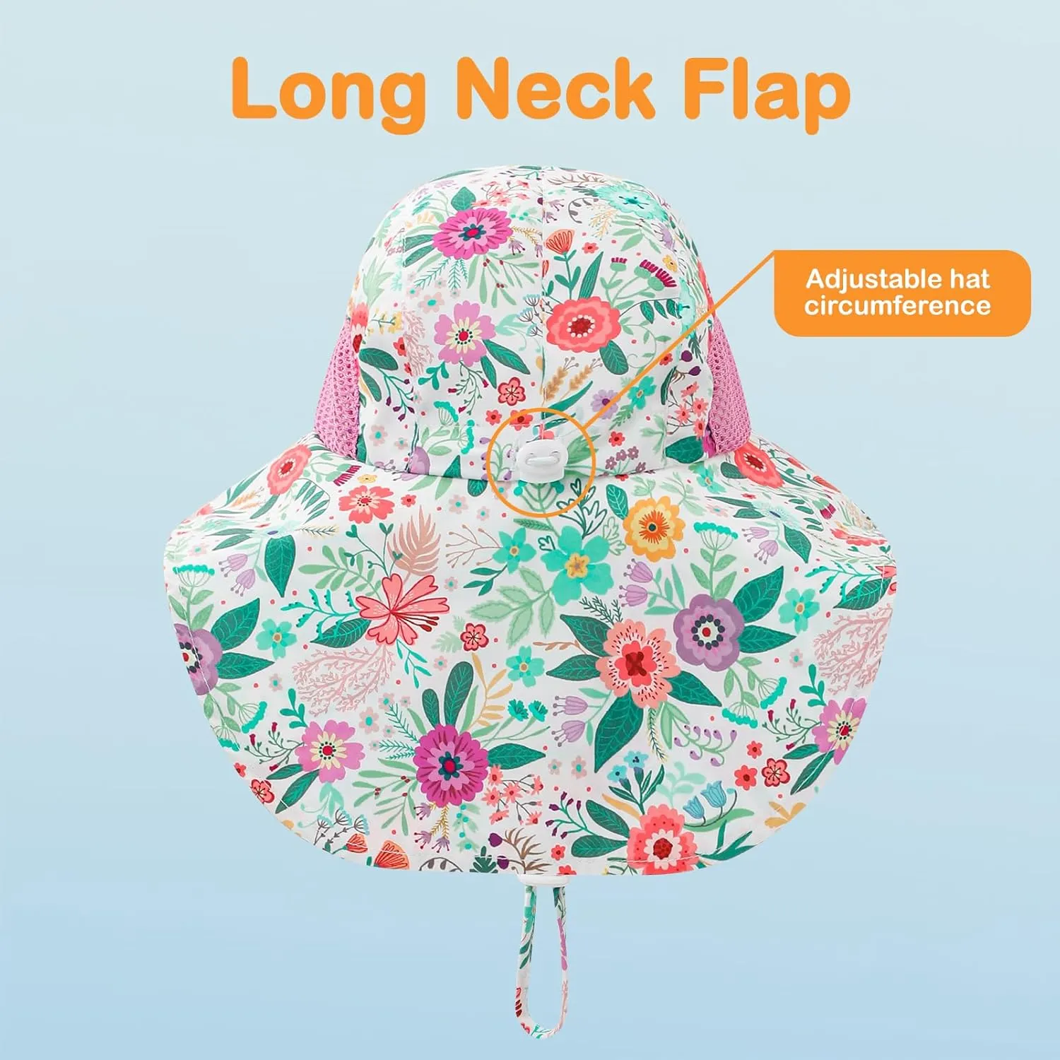 Baby Sun Hat UPF 50  Mesh Liner Toddler Bucket Hats with Wide Brim Neck Flap for Outdoor Beach Swim