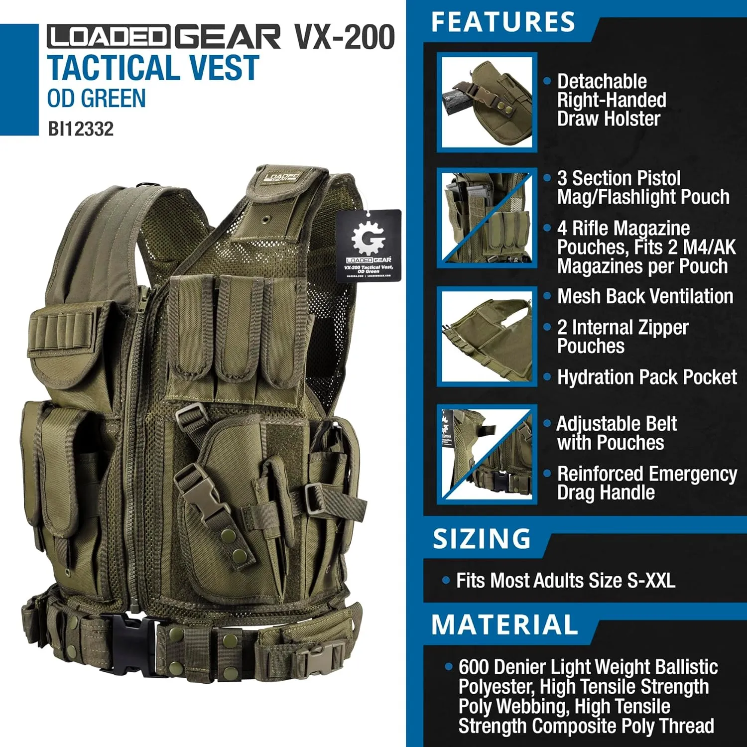 Barska Loaded Gear VX-200 Right Hand Tactical Vest