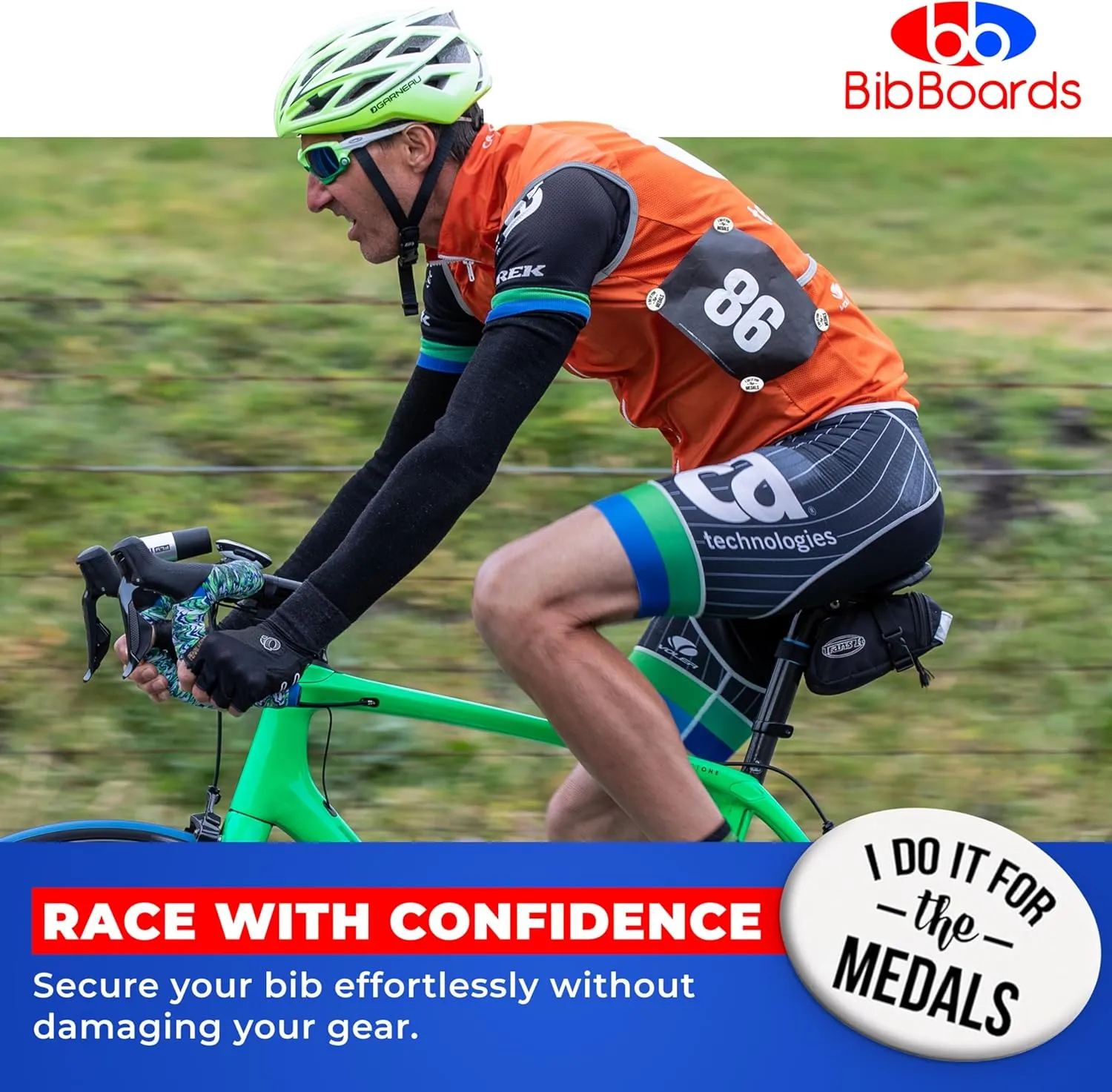 bibSNAPS Race Bib Clips - Safety Lock Fasteners - Secures Running, Marathon, Cycling and Event Number, Non Magnetic, Lightweight, Easy to Use, Safe & Reusable - Replacement for Safety Pins & Magnets