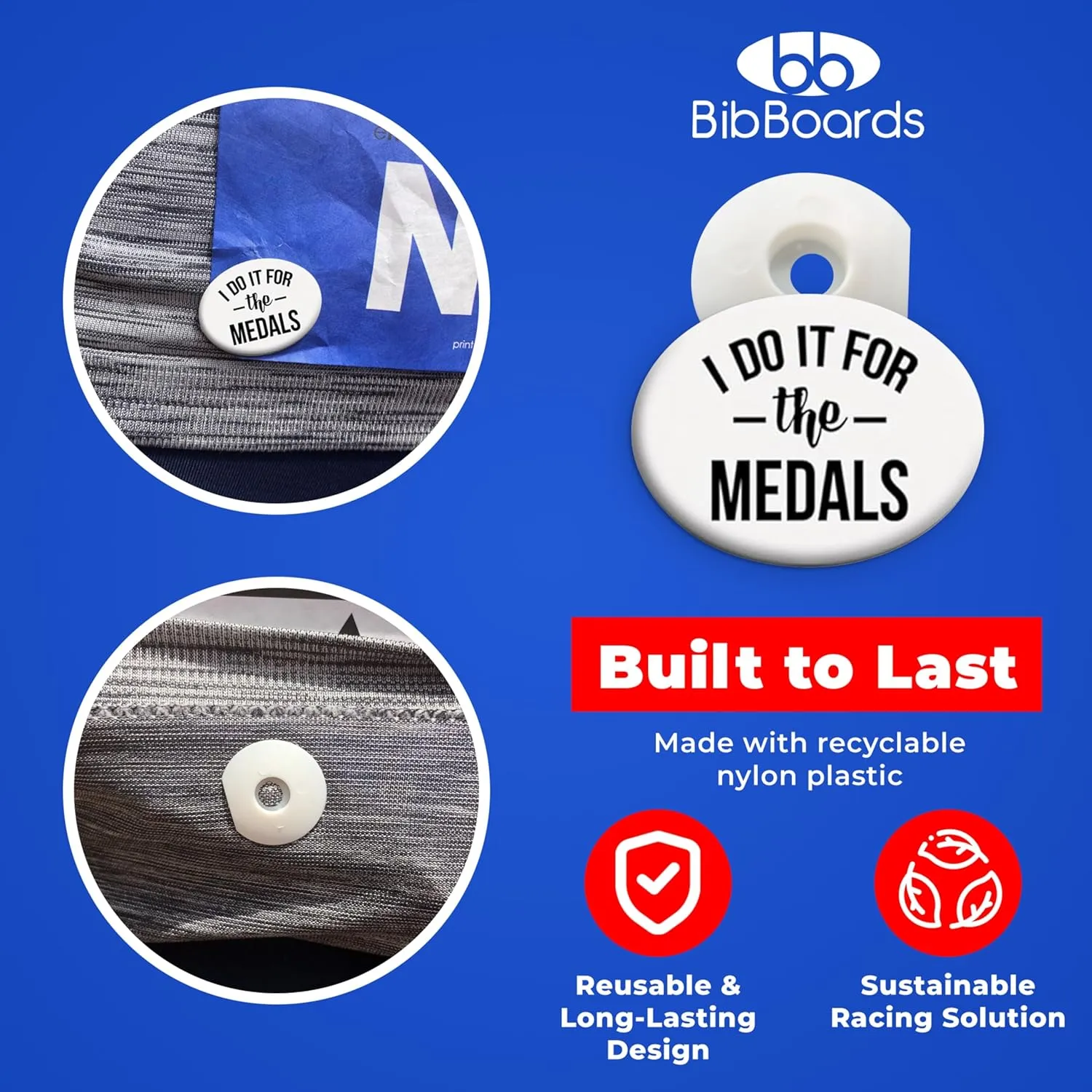 bibSNAPS Race Bib Clips - Safety Lock Fasteners - Secures Running, Marathon, Cycling and Event Number, Non Magnetic, Lightweight, Easy to Use, Safe & Reusable - Replacement for Safety Pins & Magnets