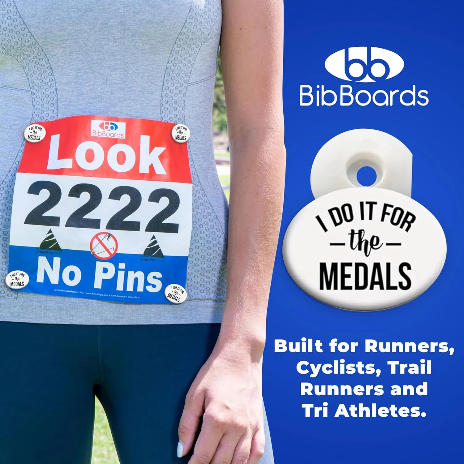 bibSNAPS Race Bib Clips - Safety Lock Fasteners - Secures Running, Marathon, Cycling and Event Number, Non Magnetic, Lightweight, Easy to Use, Safe & Reusable - Replacement for Safety Pins & Magnets