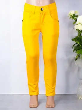 Bright Yellow Slim-Fit Stretchable Pants for Girls