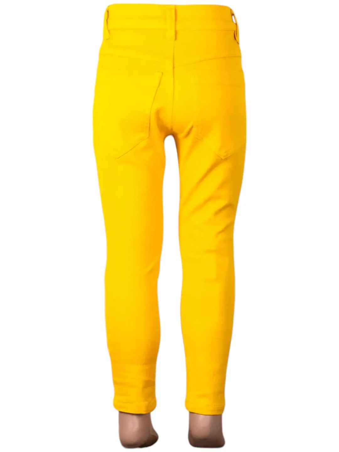 Bright Yellow Slim-Fit Stretchable Pants for Girls
