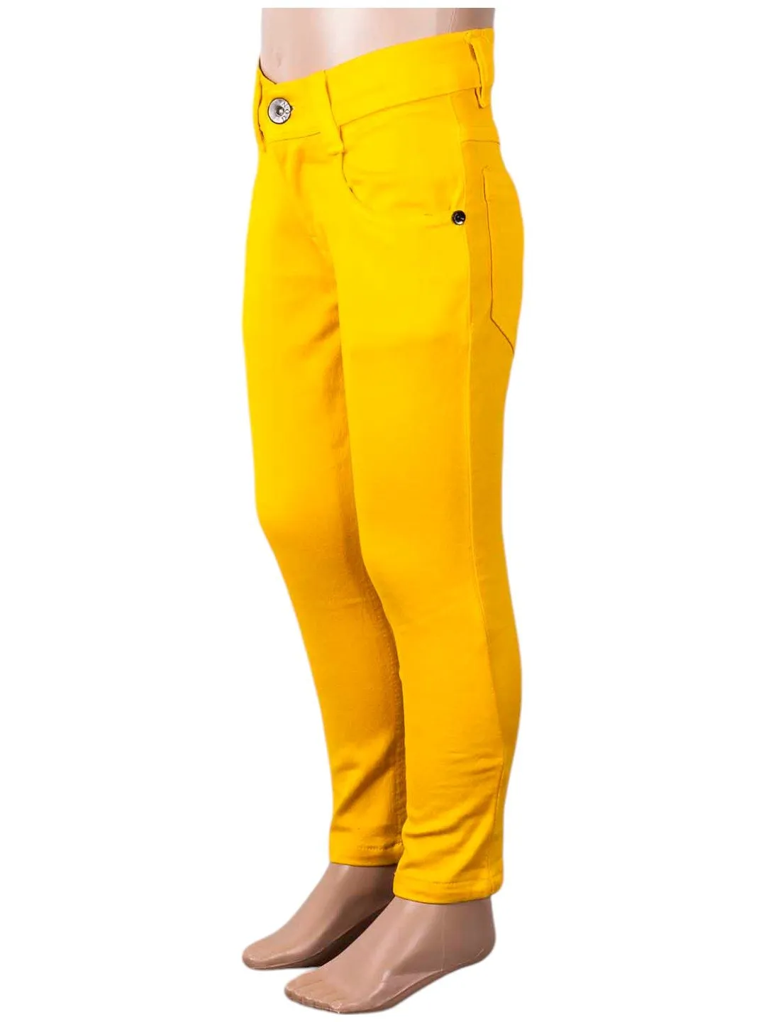Bright Yellow Slim-Fit Stretchable Pants for Girls
