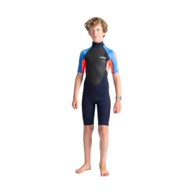 C-Skins Junior Element 3/2mm Shortie -Slate Navy/Flo Red/Blue Tie