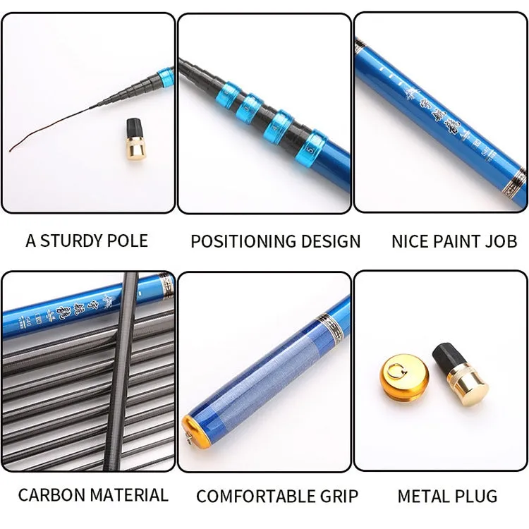 Carbon Short Section Fishing Rod Short Section Positioning Handle Rod, Length: 3.6m(Yellow)