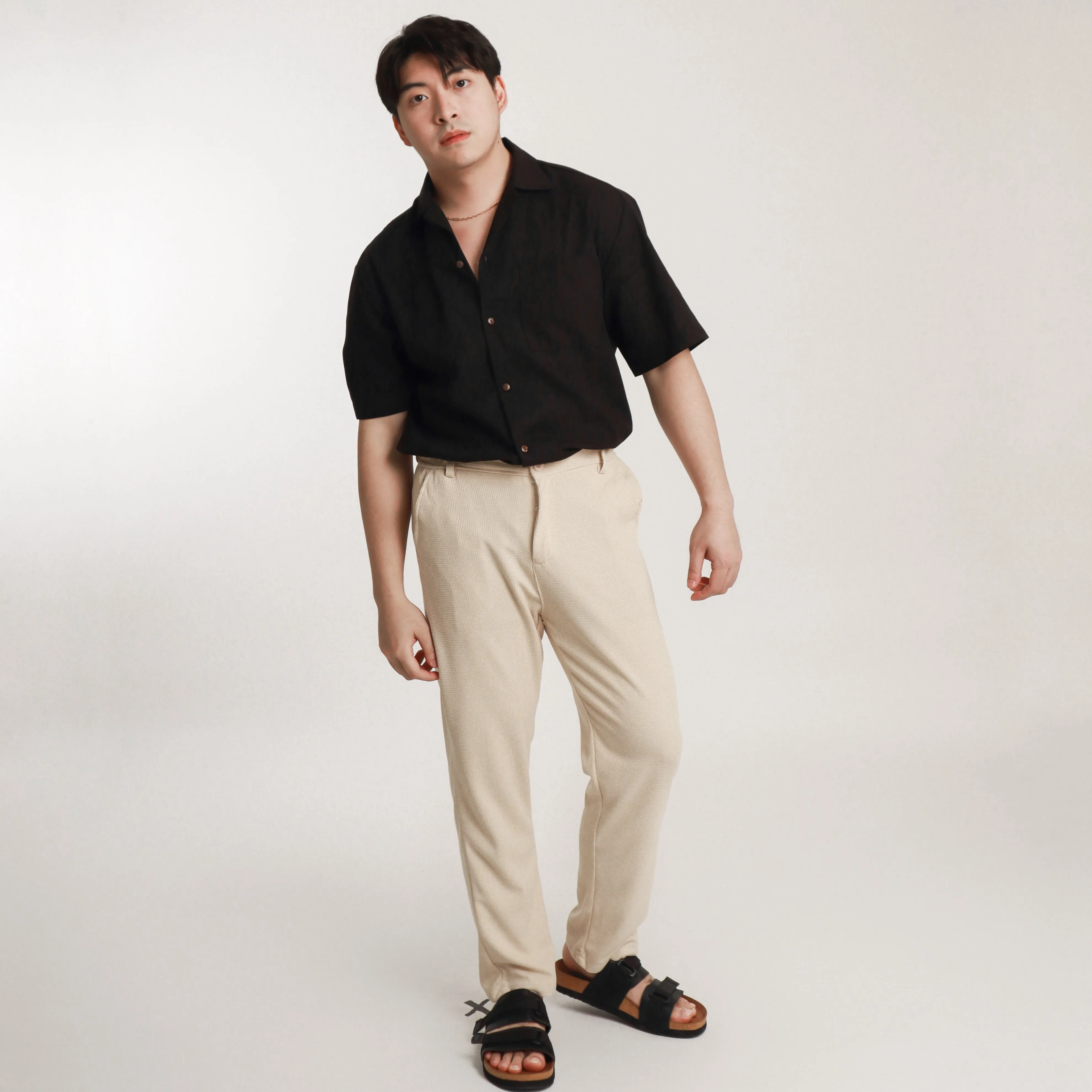 (Color of the Year 2025) Stretchable Waffle Pants - Beige