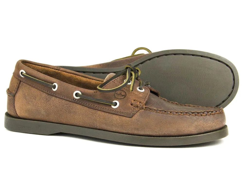 CREEK Mens Orca Bay Deck Shoe - Russet Brown Nubuck Leather