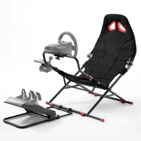 DIWANGUS Racing Wheel Stand Sim Racing Cockpit with Racing Chair Seat Foldable Adjustable Sim Racing Cockpit For Logitech G29 G920 G923 G27 G25 T248X T248 T300RS T150 458 TX Xbox PS4 PS5, black