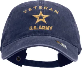 e4Hats.com U.S. Army Veteran Military Embroidered Washed Solid Pigment Dyed Cotton Twill Brass Buckle Cap