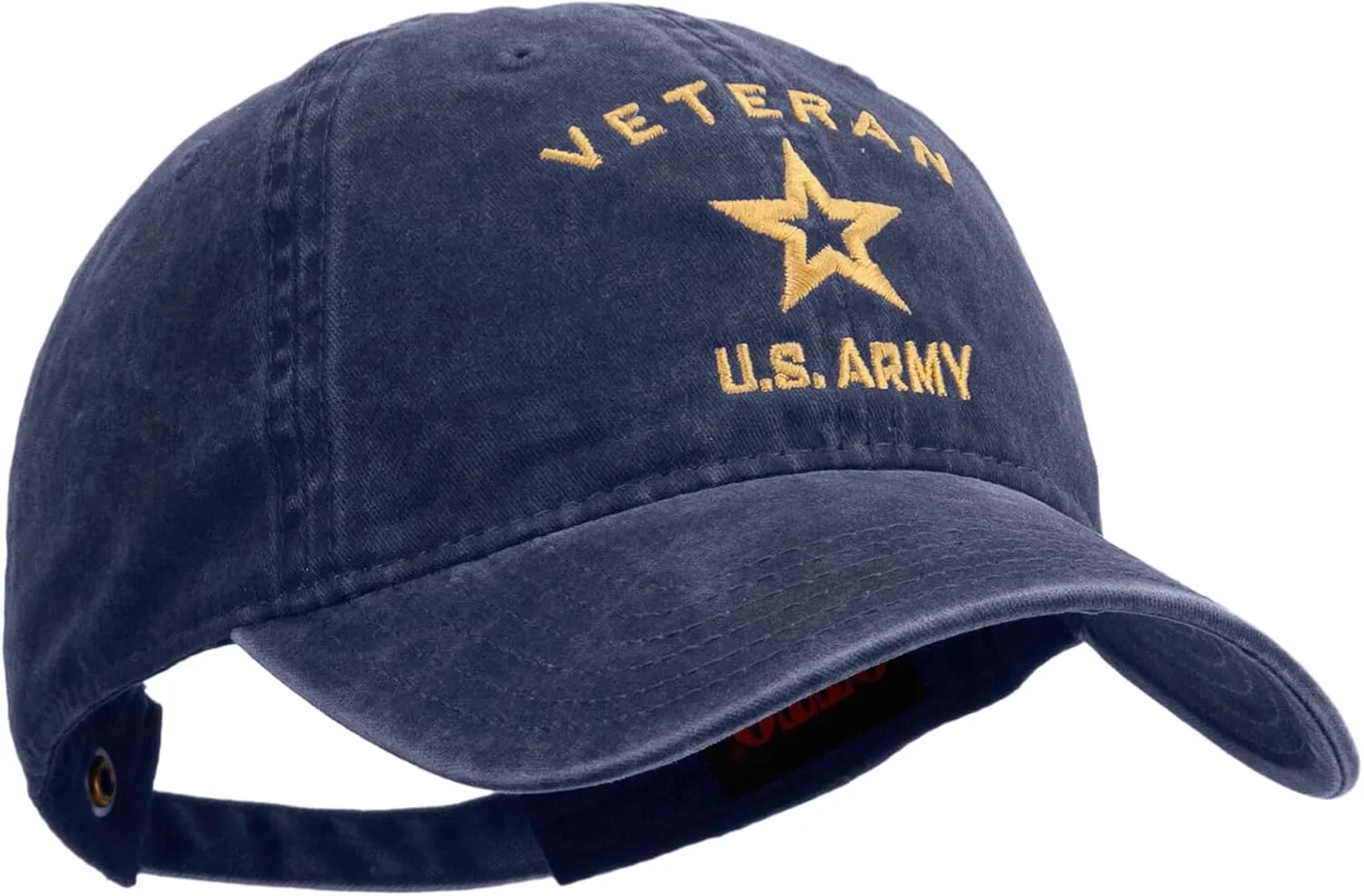 e4Hats.com U.S. Army Veteran Military Embroidered Washed Solid Pigment Dyed Cotton Twill Brass Buckle Cap
