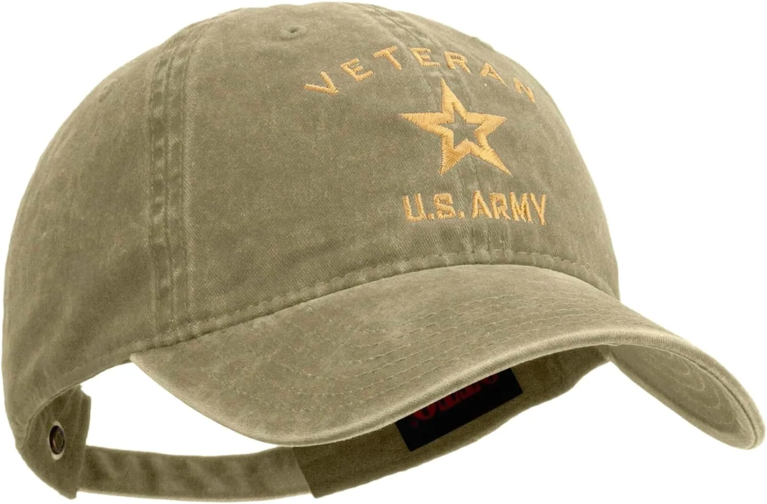 e4Hats.com U.S. Army Veteran Military Embroidered Washed Solid Pigment Dyed Cotton Twill Brass Buckle Cap