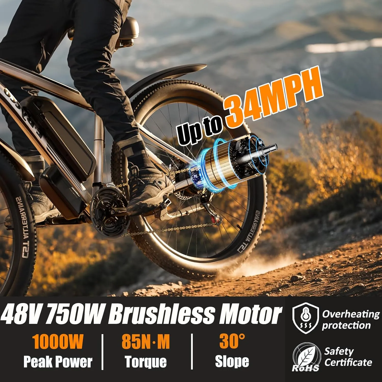 EBycco 29 Electric Bike for Adults, 48V 17.5AH Battery, 750W Peak 1000W Electric Mountain Bike, Up to 70 Miles 34MPH Ebike with 21-Speed, Electric Bicycle E-Bike for Commuter, UL 2849 Certified