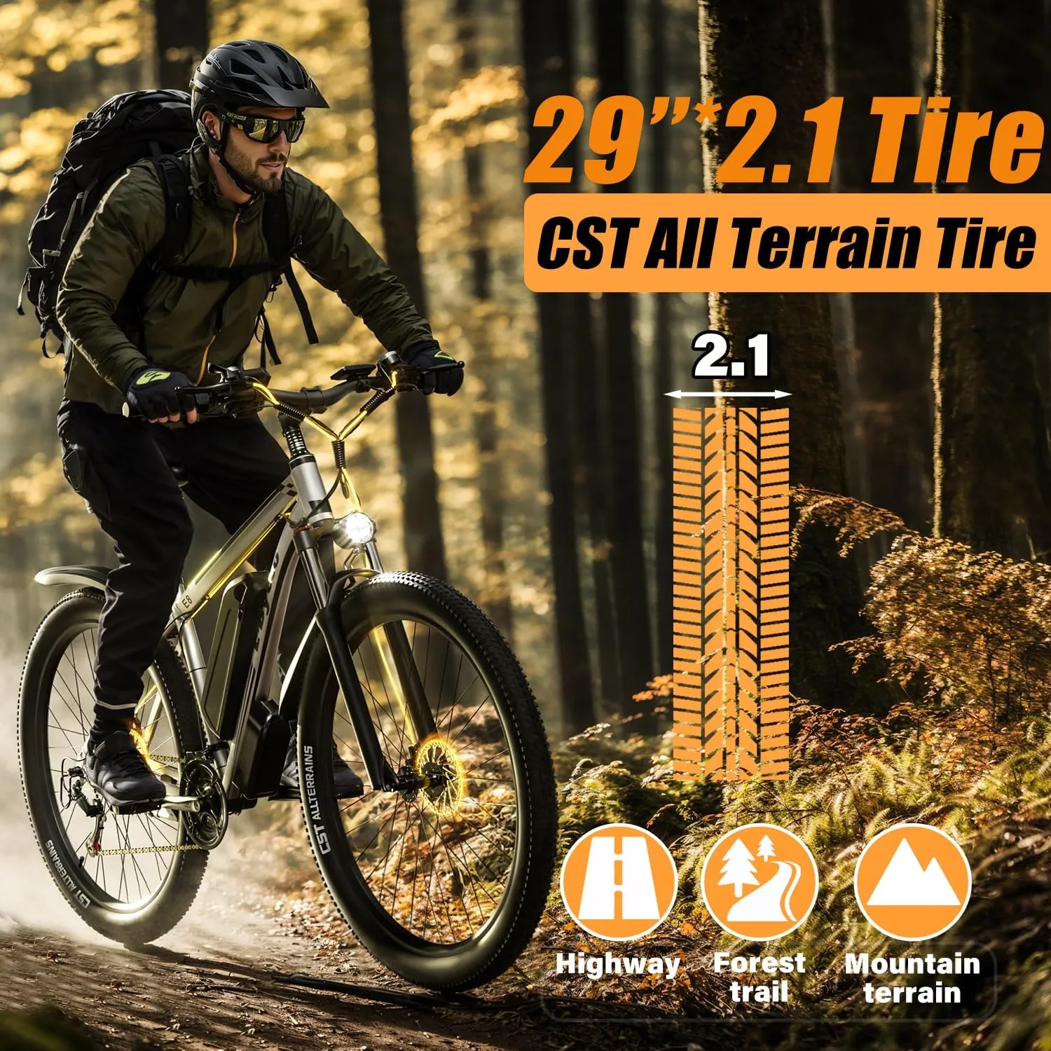 EBycco 29 Electric Bike for Adults, 48V 17.5AH Battery, 750W Peak 1000W Electric Mountain Bike, Up to 70 Miles 34MPH Ebike with 21-Speed, Electric Bicycle E-Bike for Commuter, UL 2849 Certified