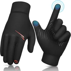 EEFOW Winter Thermal Outdoor Kids Gloves - Non-slip Touchscreen Running Gloves Sport Windproof Warm Black Riding Gloves for Boys Girls 4-12 years old