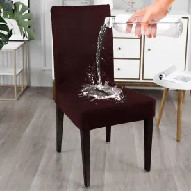 Elastic Stretchable Water Resistant Dining Chair Cover, Brown