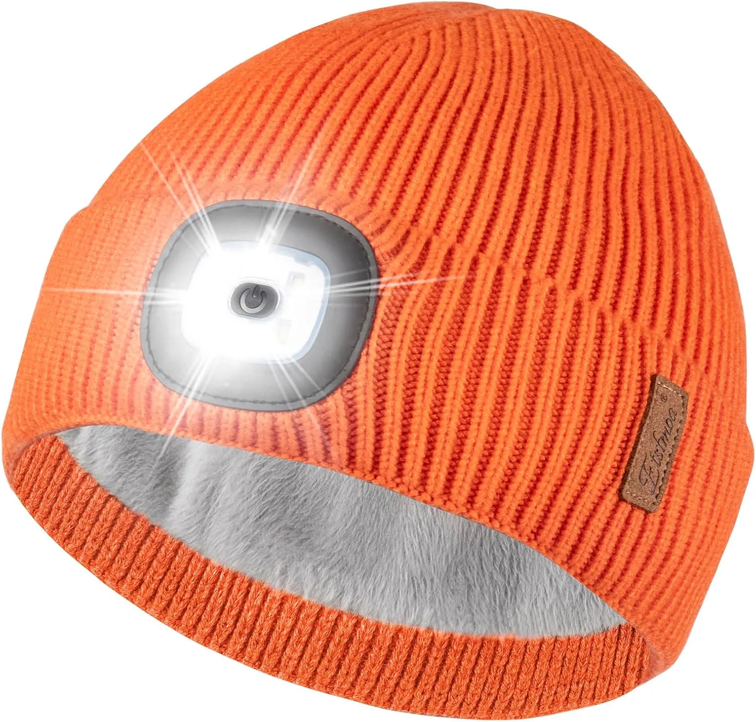 Etsfmoa Unisex Hat with Light,Fleece Lined Beanie Warm Knit Hat,Gifts for Men Women,Rechargeable LED Cap