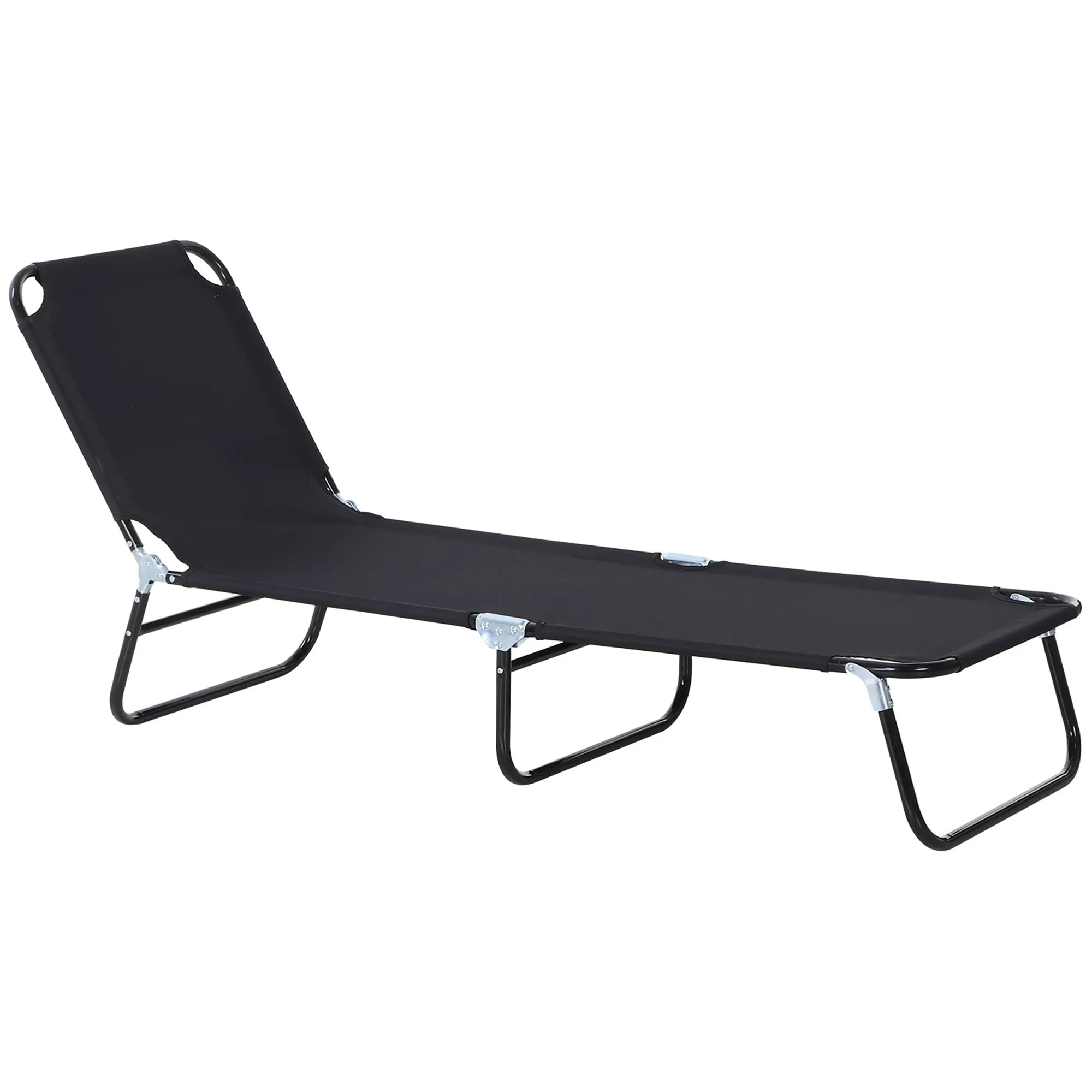 Foldable Sun Lounger with 5-Position Adjustable Backrest Outdoor Portable Recliner Chaise Lounge Chair with Breathable Mesh Fabric Black