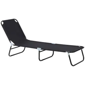 Foldable Sun Lounger with 5-Position Adjustable Backrest Outdoor Portable Recliner Chaise Lounge Chair with Breathable Mesh Fabric Black