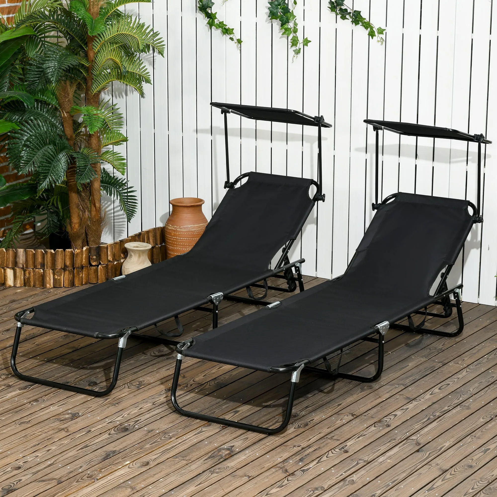 Folding Chaise Lounge Pool Chairs Outdoor Sun Tanning Chairs Reclining Back Steel Frame & Breathable Mesh for Beach Yard Patio Black