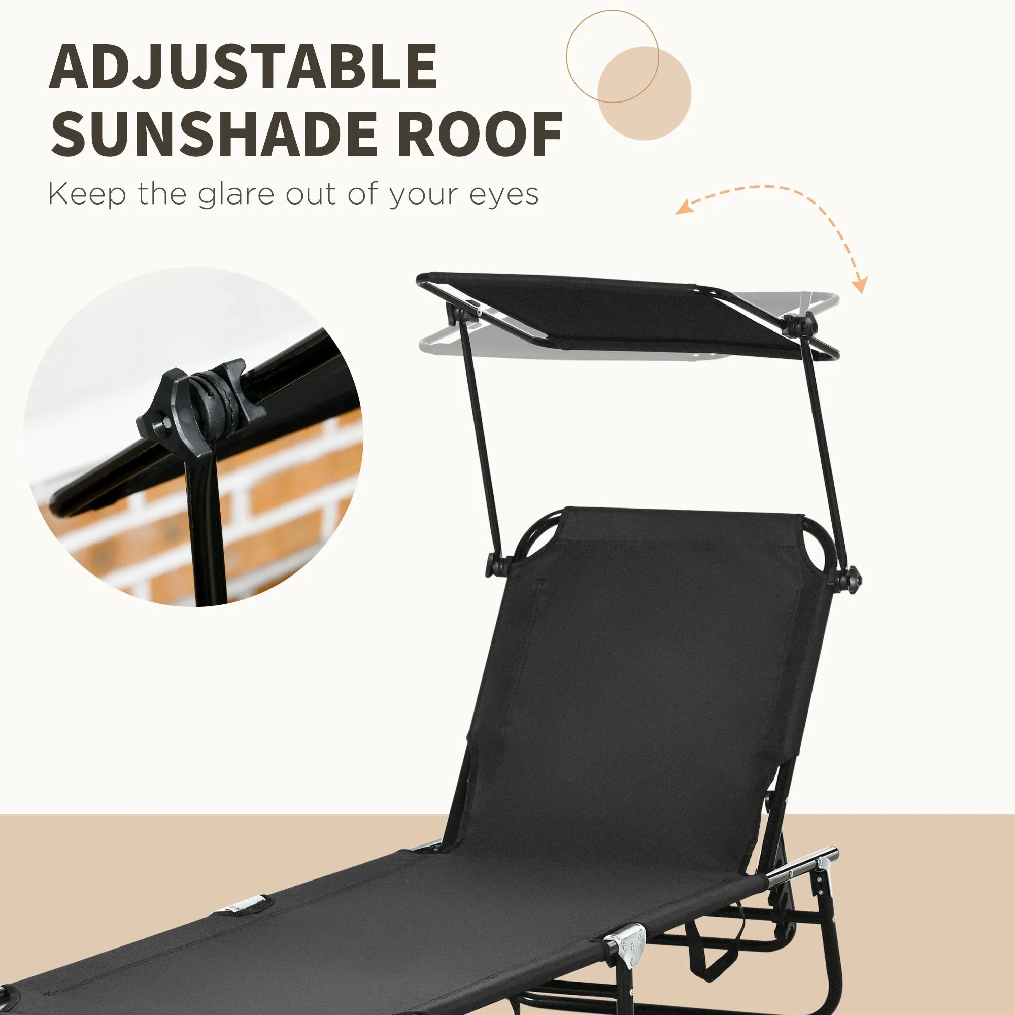 Folding Chaise Lounge Pool Chairs Outdoor Sun Tanning Chairs Reclining Back Steel Frame & Breathable Mesh for Beach Yard Patio Black