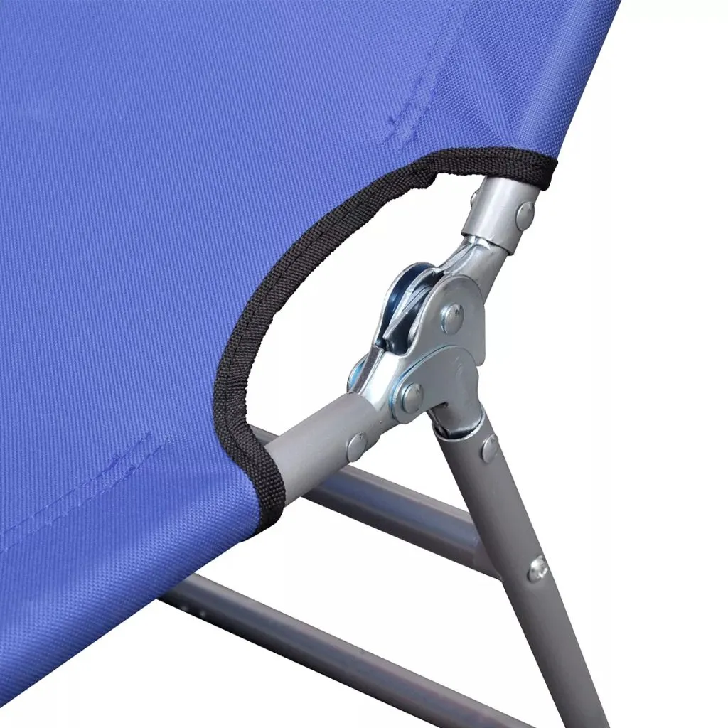 Folding Sun Lounger with Head Cushion Powder-coated Steel Blue