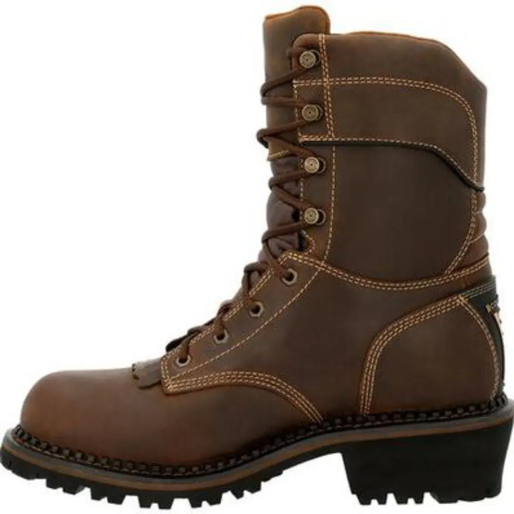Georgia Boot Amp Lt Logger Men's Toe Insulated Waterproof Work Boots Gb00491 In Brown
