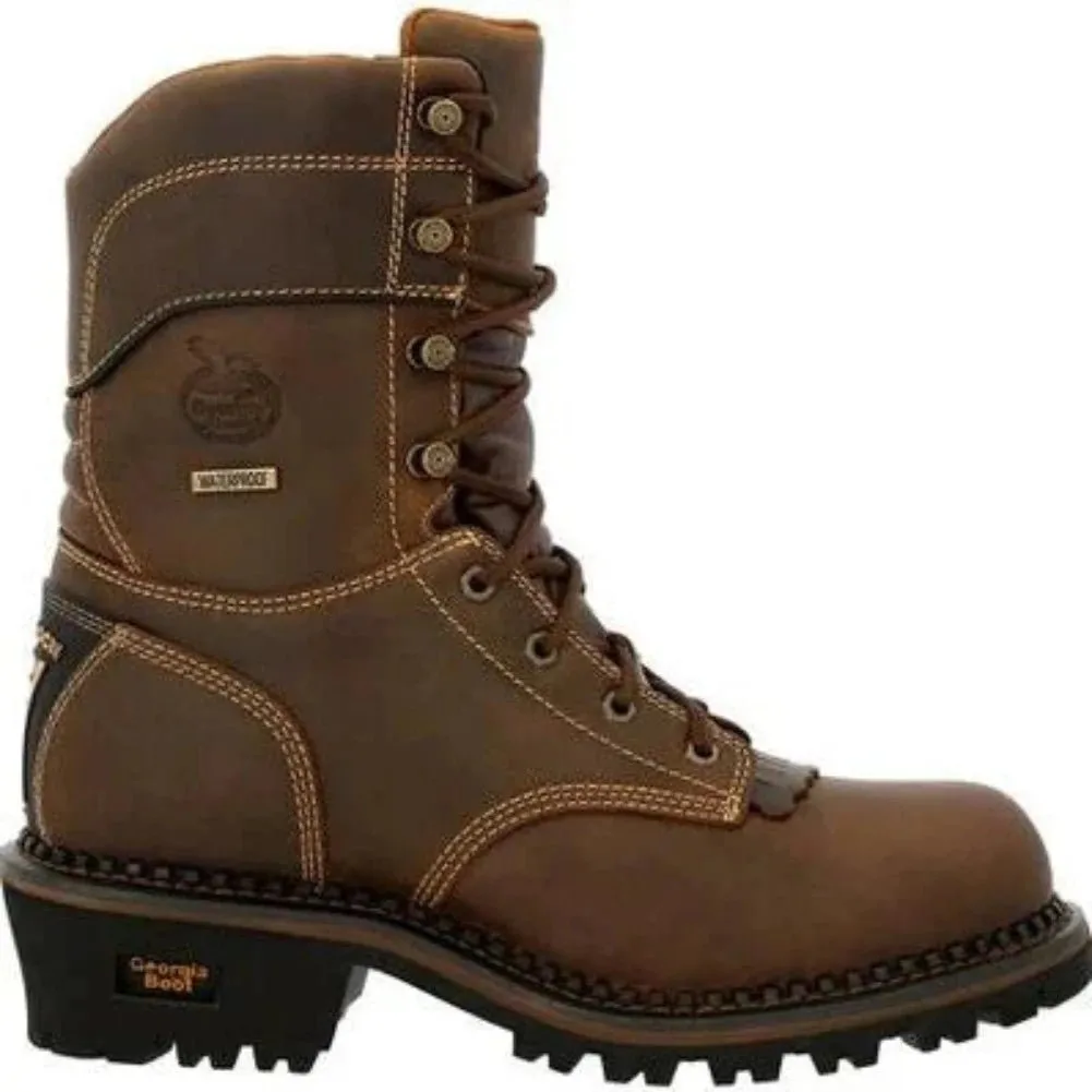 Georgia Boot Amp Lt Logger Men's Toe Insulated Waterproof Work Boots Gb00491 In Brown