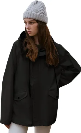 Hard Shell Rain Jacket with Hood for Women - Lightweight Outdoor Waterproof and Windbreaker Rain Coat
