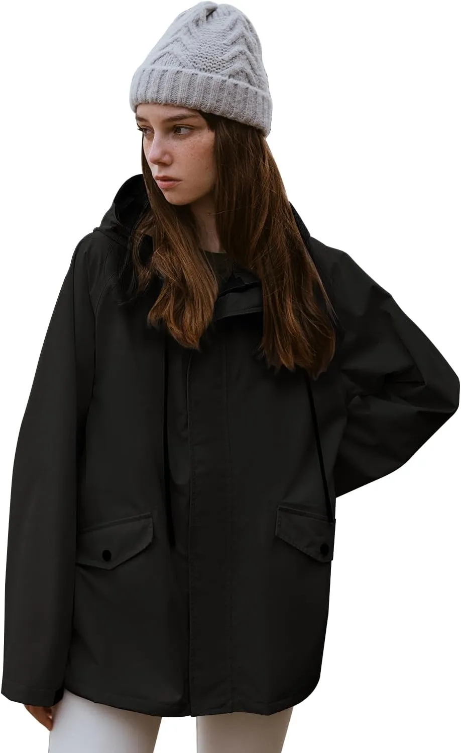 Hard Shell Rain Jacket with Hood for Women - Lightweight Outdoor Waterproof and Windbreaker Rain Coat