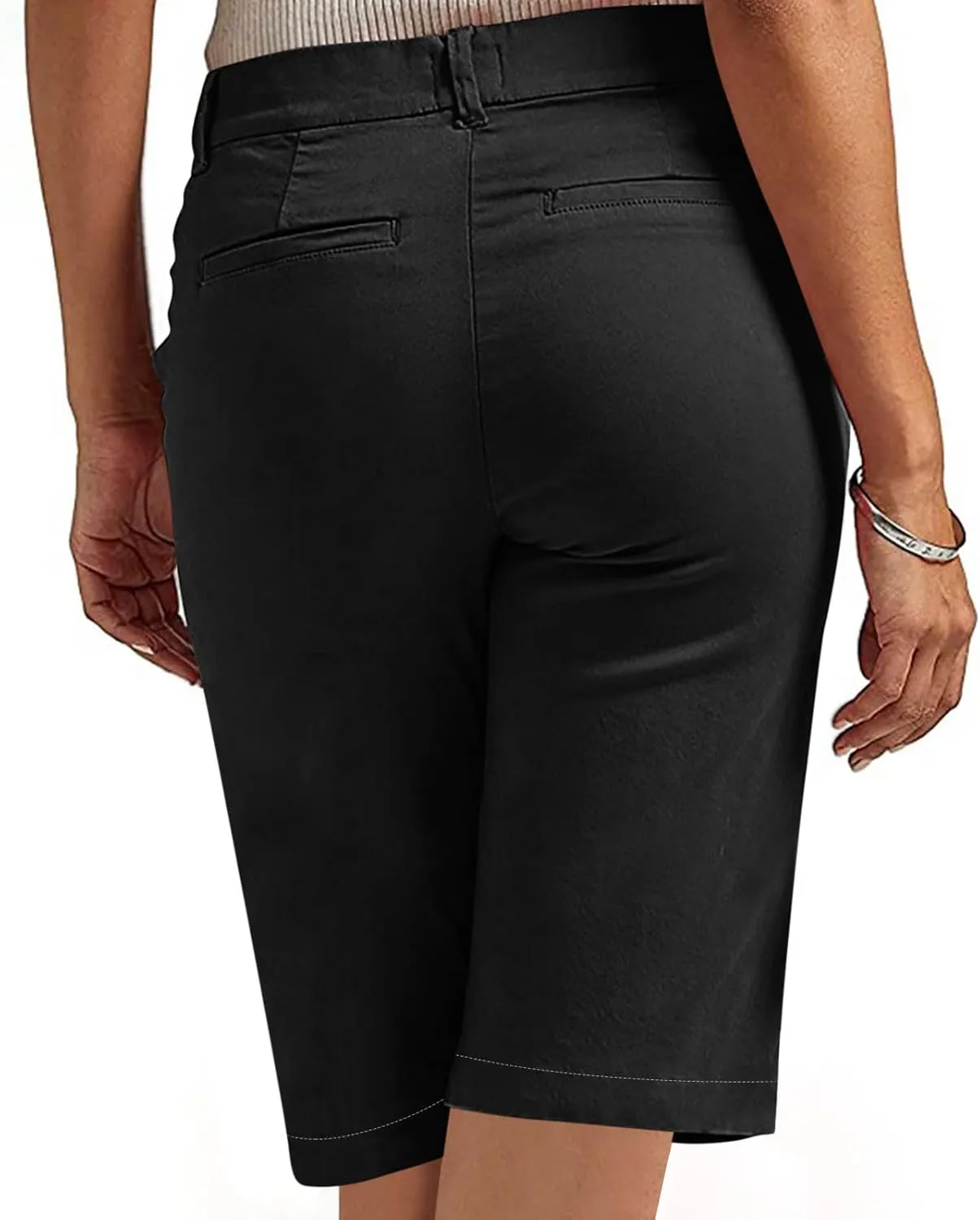 hlysgo Bermuda Shorts for Women 2025 Trendy Casual High Waist Knee Length Chino Shorts Summer Twill Hiking Vacation Outfits