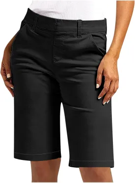 hlysgo Bermuda Shorts for Women 2025 Trendy Casual High Waist Knee Length Chino Shorts Summer Twill Hiking Vacation Outfits
