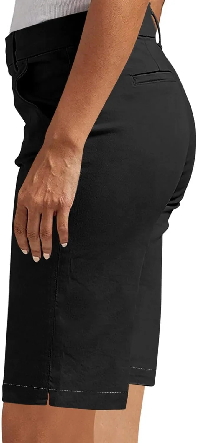 hlysgo Bermuda Shorts for Women 2025 Trendy Casual High Waist Knee Length Chino Shorts Summer Twill Hiking Vacation Outfits