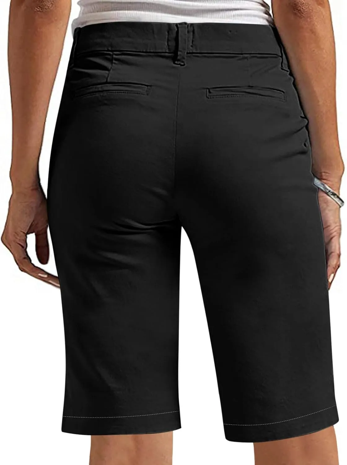 hlysgo Bermuda Shorts for Women 2025 Trendy Casual High Waist Knee Length Chino Shorts Summer Twill Hiking Vacation Outfits