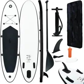 Inflatable Stand Up Paddle Board Set for Adventure and Fun, Comfortable and Stable Design for Water Sports, Black and White