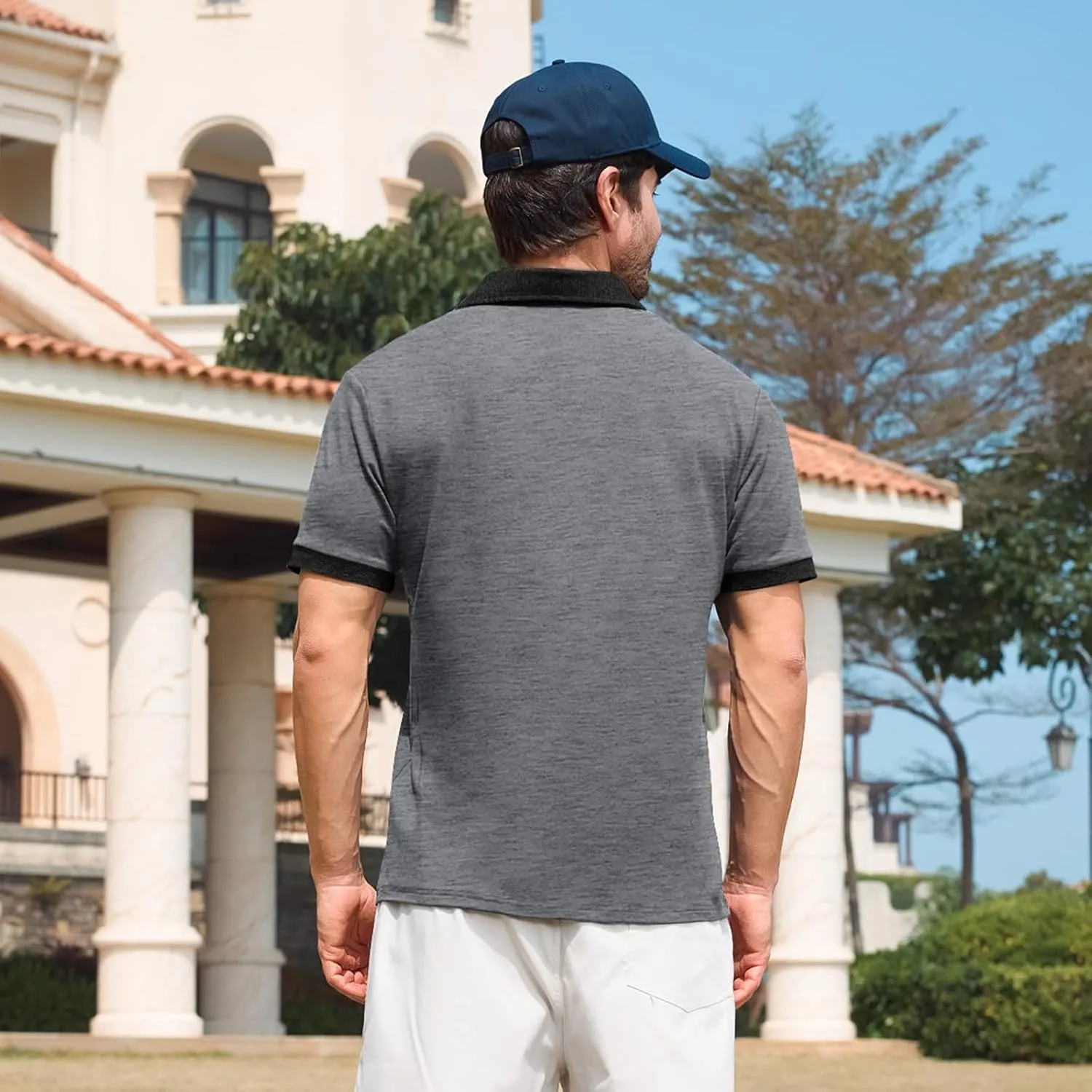 Lexiart Mens Polo Shirts Casual Short Sleeve with Pocket Golf Shirts Moisture Wicking Athletic Collared T-Shirt